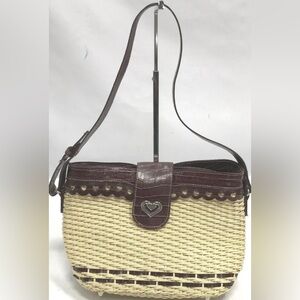 Brighton, Wheat & Brown Basket Weave Purse